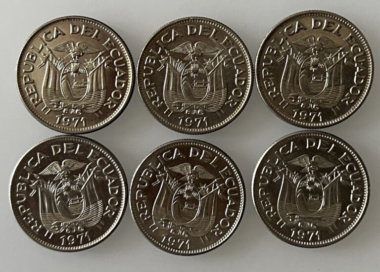 Read more about the article Lot Of 6 Ecuador 1 Sucre Coins Lot  1971