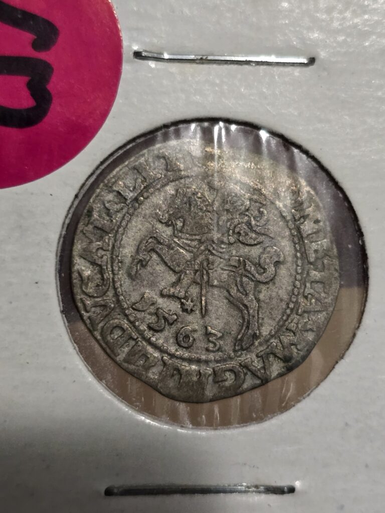 Read more about the article RARE YEAR 1563 SILVER Lithuania 1/2 Groschen Grosz Sigismund II Vytis Eagle Coin