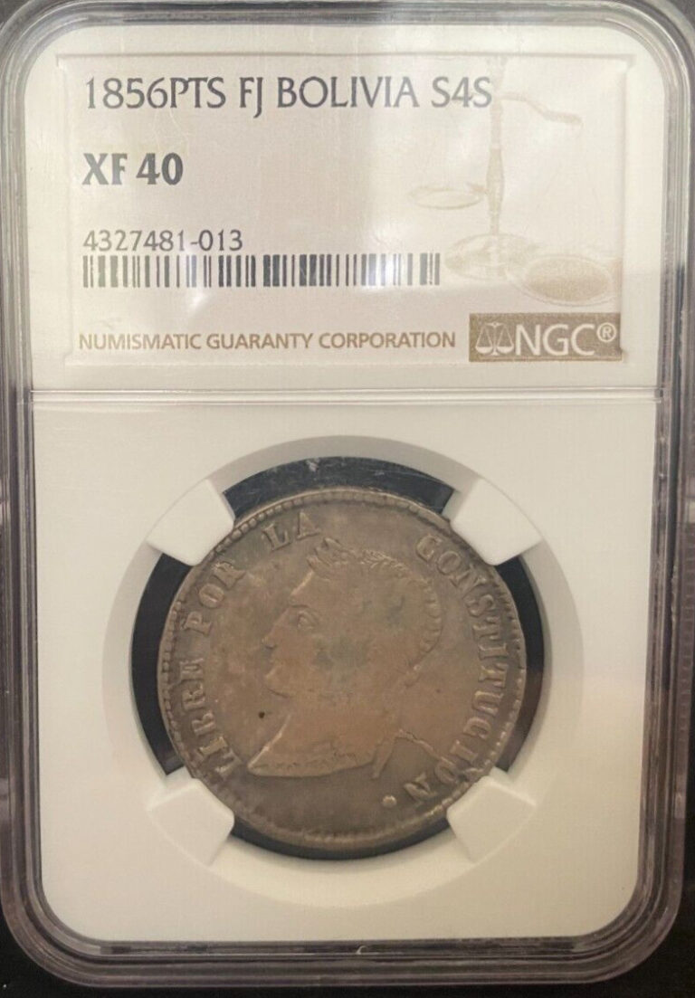 Read more about the article BOLIVIA  1856  PTS  4 Soles  FJ  Silver  NGC XF40
