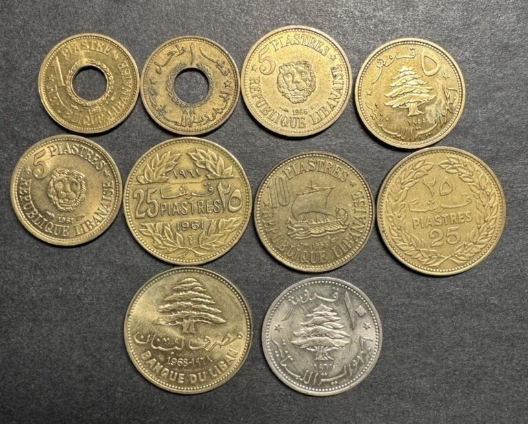Read more about the article Lebanon Coin Collection Lot Of 10 Coins Uncommon Low Mint UNC World Foreign