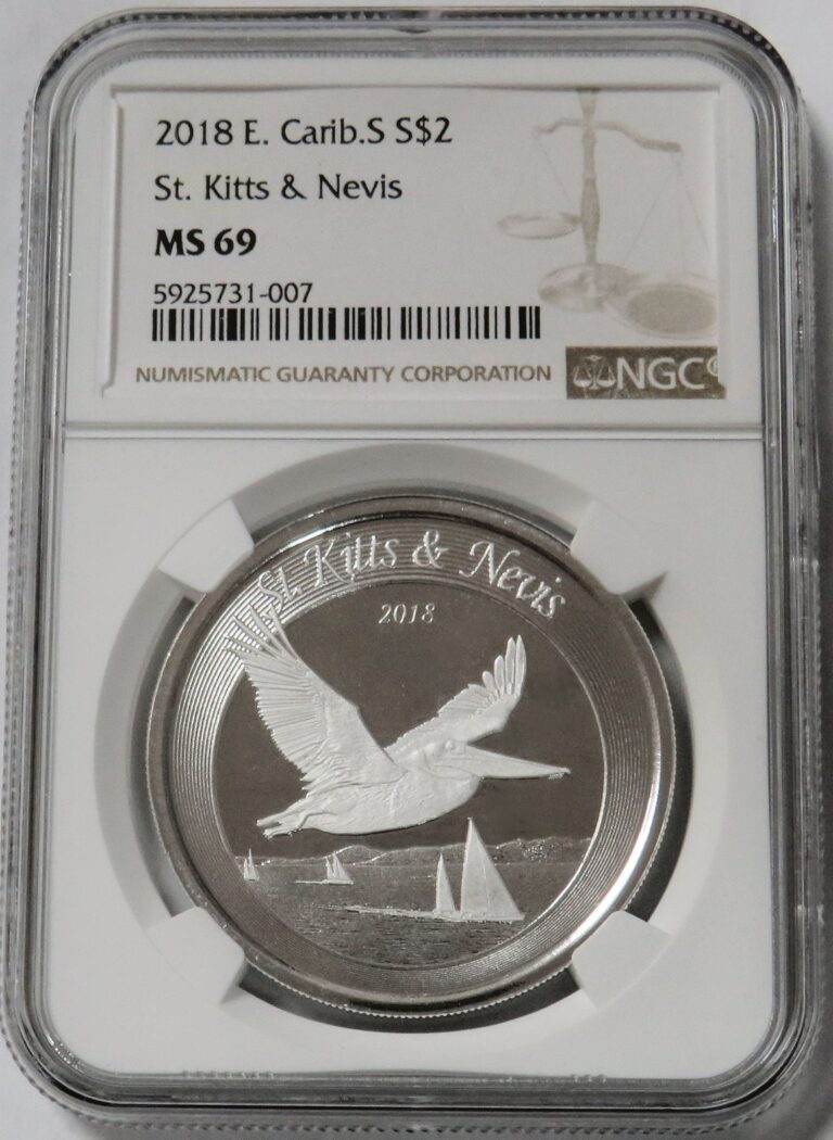 Read more about the article 2018 SILVER ST. KITTS and NEVIS $2 PELICAN 1 OZ COIN NGC MINT STATE 69