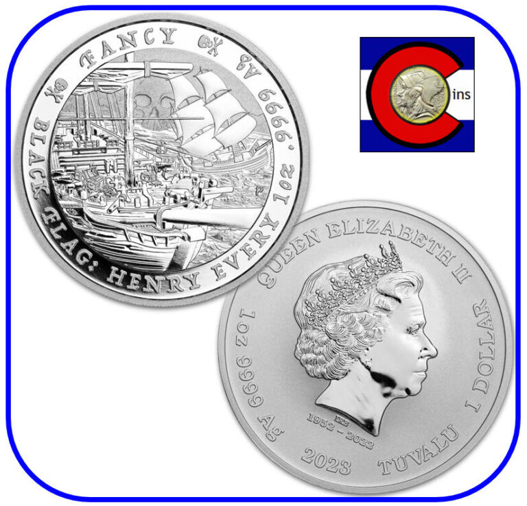 Read more about the article 2023 Tuvalu Black Flag: The Fancy – Henry Every 1 oz Silver Coin in capsule