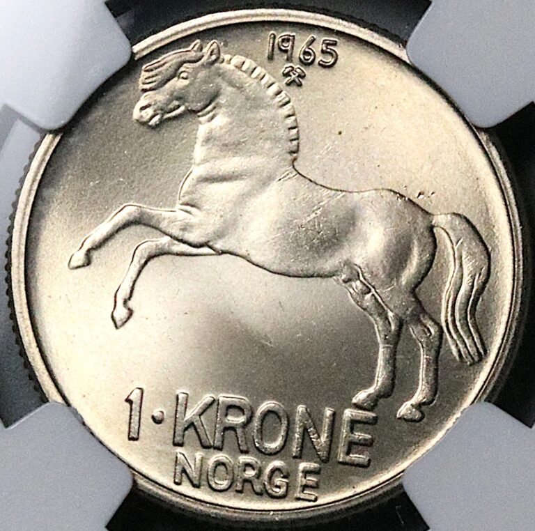 Read more about the article 1965 NGC MS 67 Norway 1 krone Horse Key Date Olav V Coin POP 3/0 (25040602C)