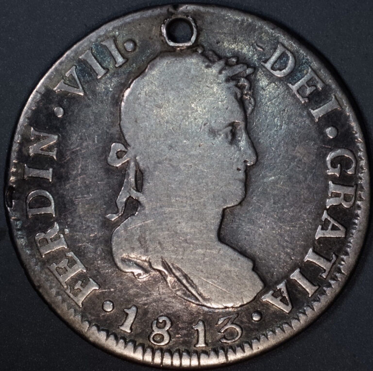 Read more about the article 1813 FJ (SANTIAGO-CHILE) Chile 2 Reales – Ferdinand VII – KM# 79