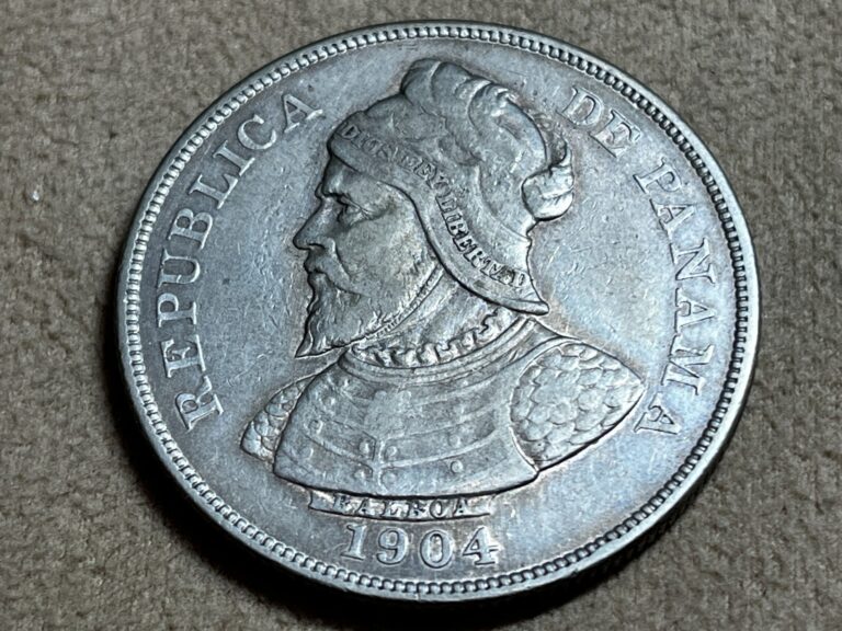 Read more about the article 1904 Panama Vasco Nunez de Balboa Silver 50 Centesimos Coin