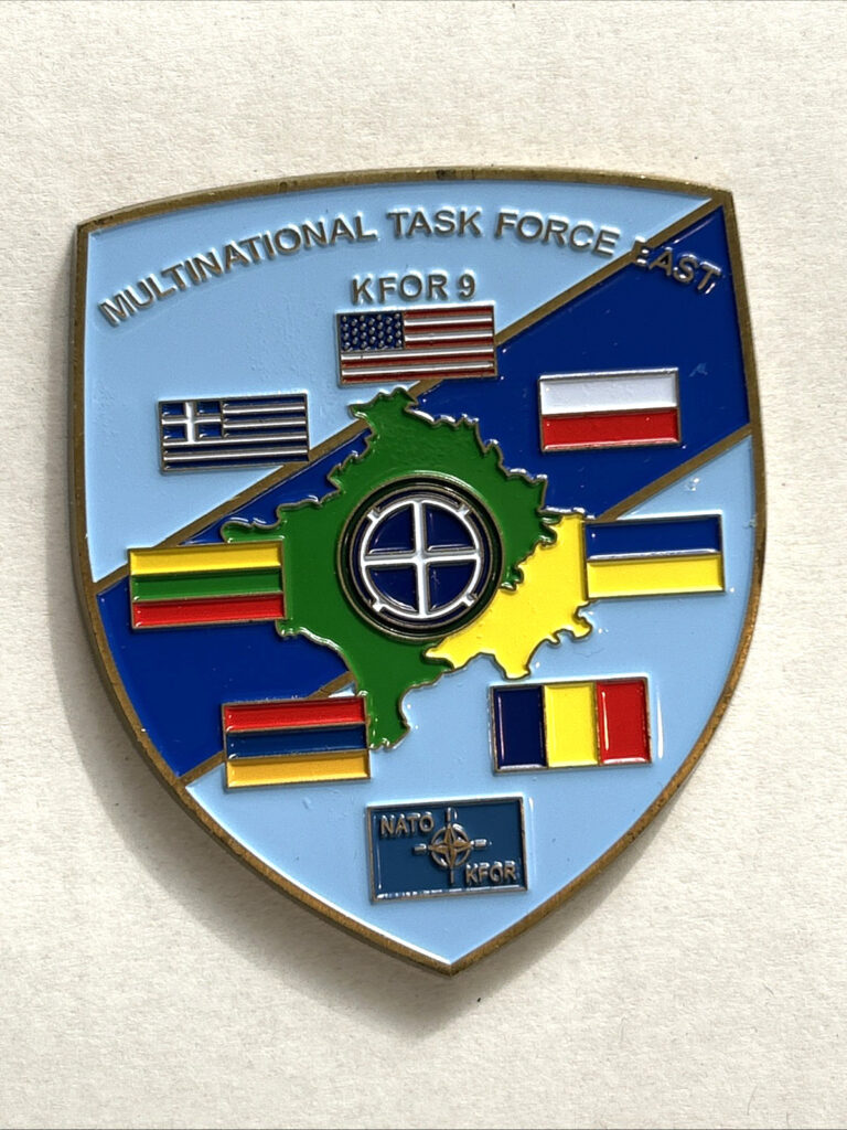 Read more about the article MULTINATIONAL TASK FORCE EAST KOSOVO K for 9 CHALLENGE COIN NOV. 2007 to JUL 08