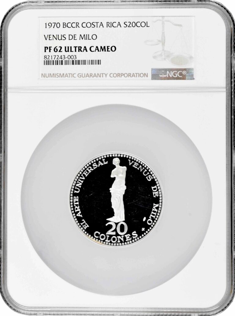 Read more about the article Costa Rica 20 colones 1970  NGC PF62 UC  “Venus de Milo” silver coin