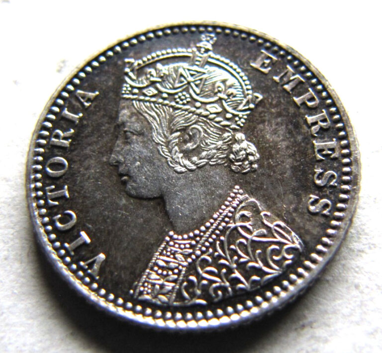 Read more about the article British India KM471 Quarter Rupee 1887-B very sharp UNC.  once lightly cleaned.