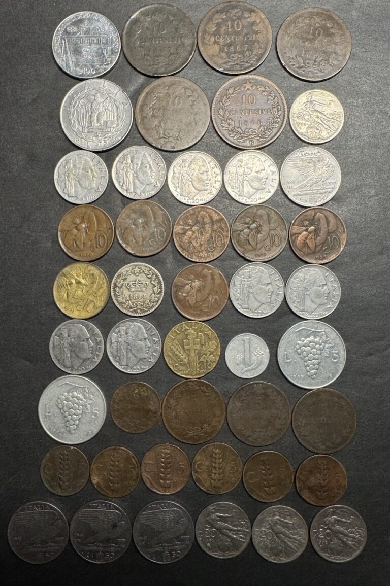 Read more about the article Italy Coin Instant Collection Lot Of 45 1800’s World Foreign WW1 WW2  Goddess
