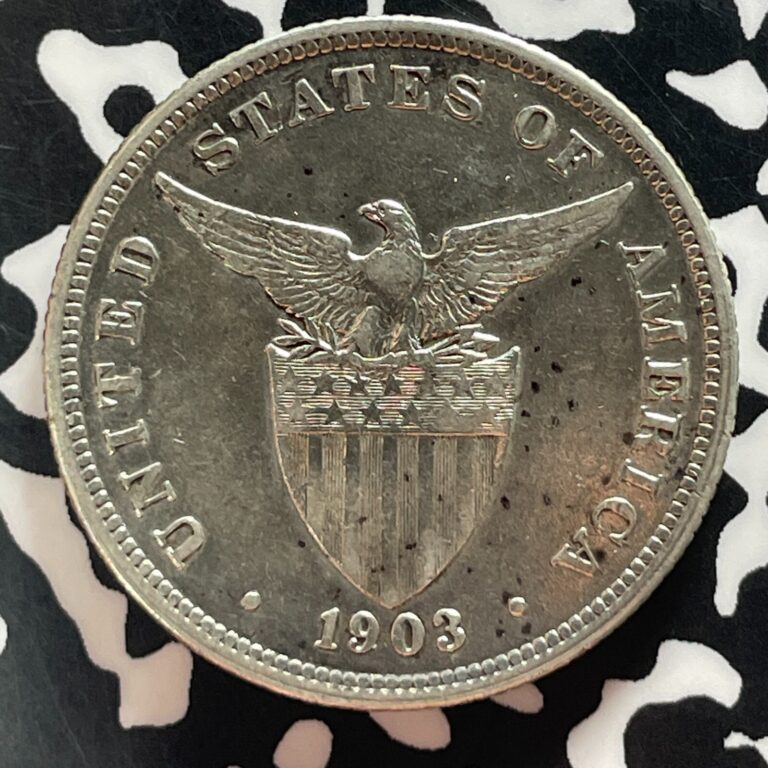 Read more about the article 1903 U.S. Philippines 50 Centavos Lot#T4696 Silver! Nice Detail  Old Cleaning