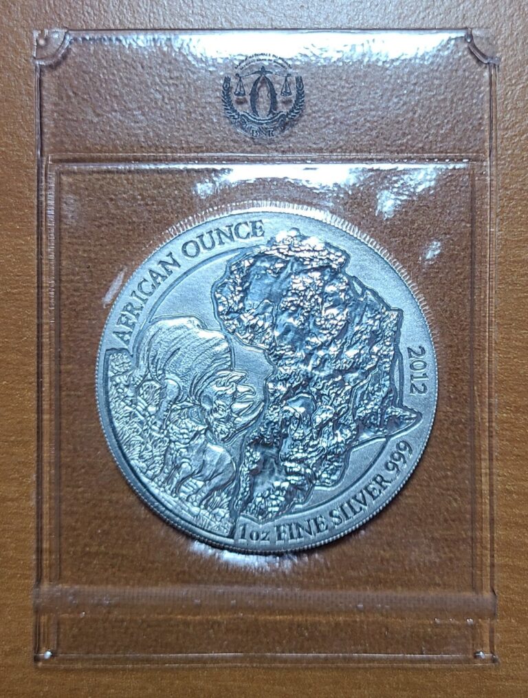 Read more about the article (1) 2012 Rwanda African Wildlife Rhino BU 1 Oz Silver Coin Sealed OGP Rhinoceros