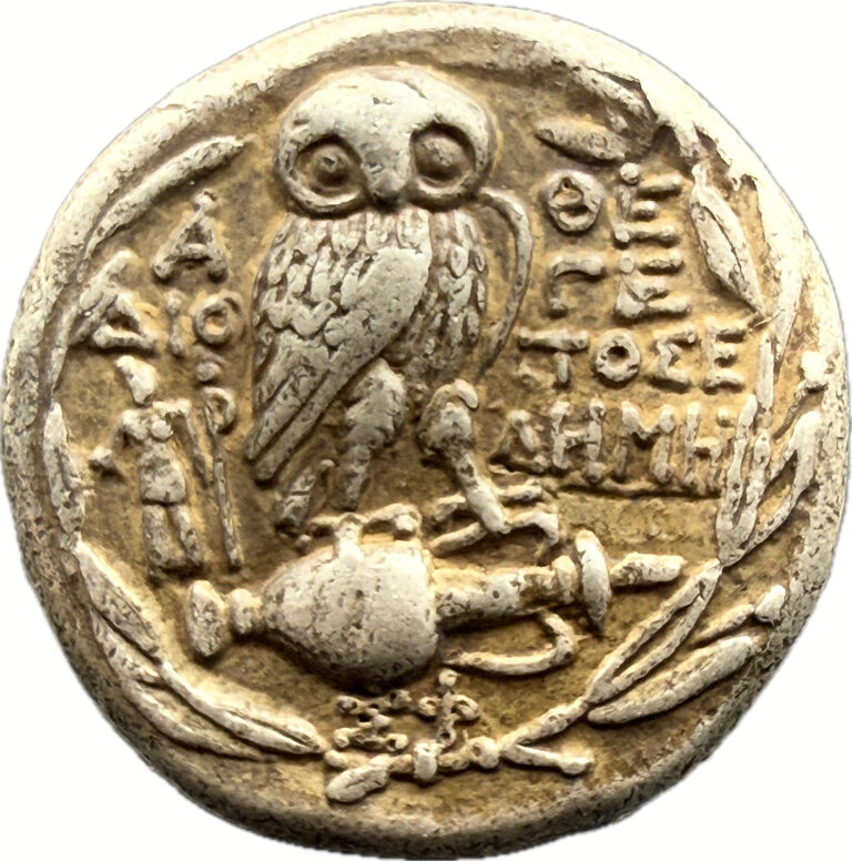 Read more about the article Ancient Athens Greece Athena Owl Tetradrachm Coin (440-404 BC) (18mm.)