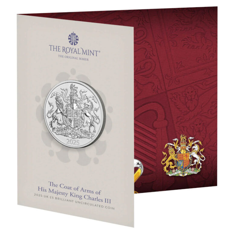 Read more about the article 2025 United Kingdom £ 5 Pound BU Coin – Coat of Arms of King Charles III Royal