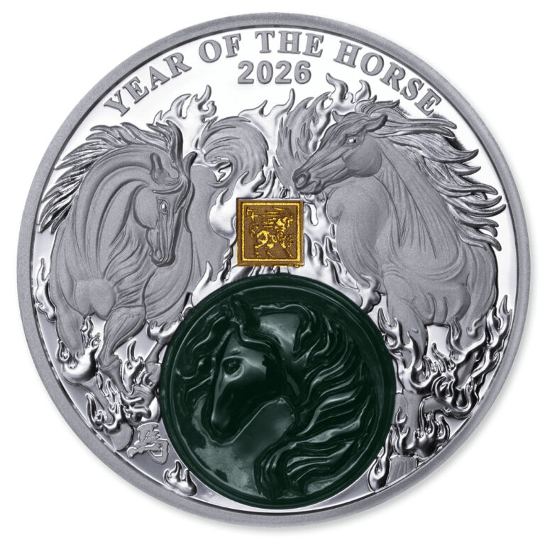 Read more about the article 2026 Burundi Lunar Year of the Horse 2 oz Silver Proof Coin w/Jade Insert