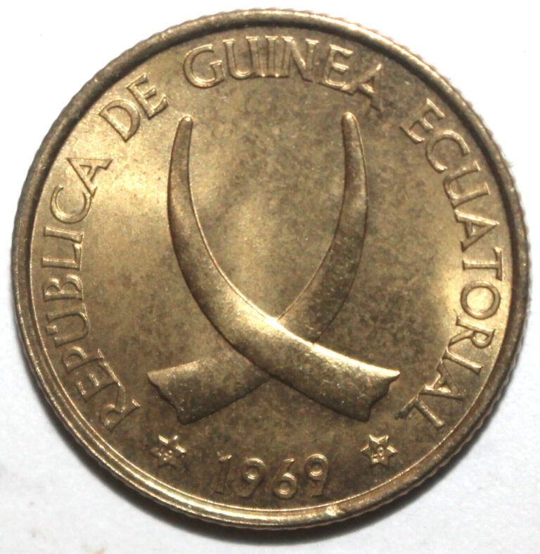 Read more about the article Equatorial Guinea 1 Peseta Guineana Coin 1969 KM# 1 Africa Elephant Tusks One