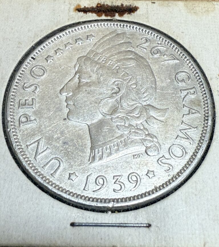 Read more about the article 1939 Dominican Republic Silver 1 Peso – Lustrous – Key Date SC025