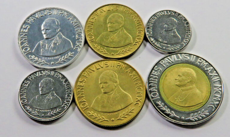 Read more about the article Vatican City Set of Six 1990 coins  KM 220-225