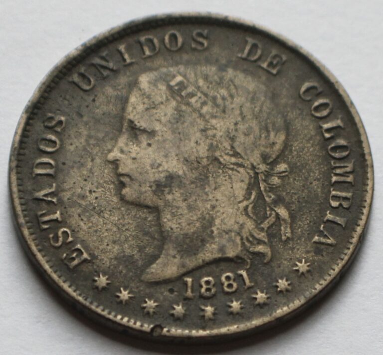 Read more about the article 1881 Colombia Cincuenta 50 Centavos Silver Coin