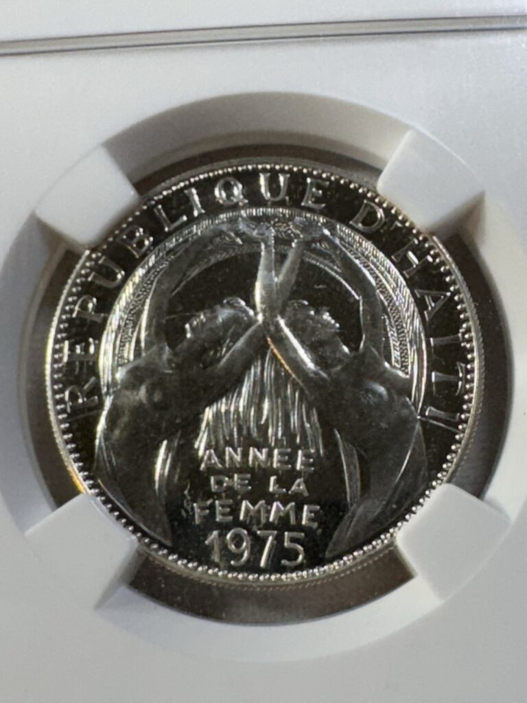 Read more about the article 1975 Haiti 25 Gourdes Women’s Year Silver Proof Graded PR 67 Cameo by NGC