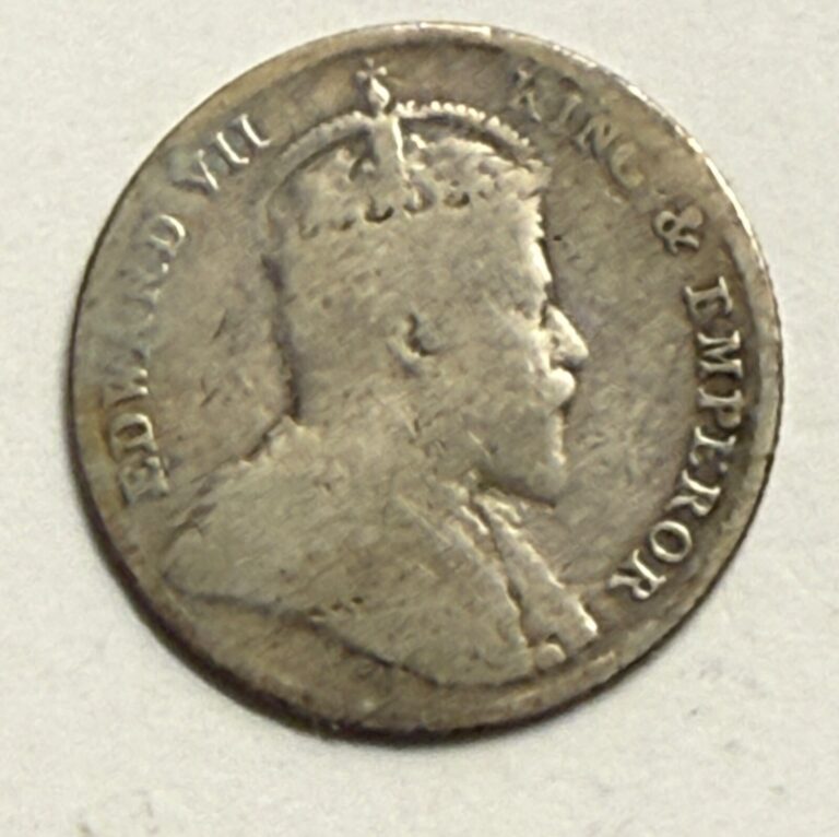 Read more about the article 1910 Ceylon 10 Cents 10C Edward VII .800 Silver Coin (Sri Lanka)