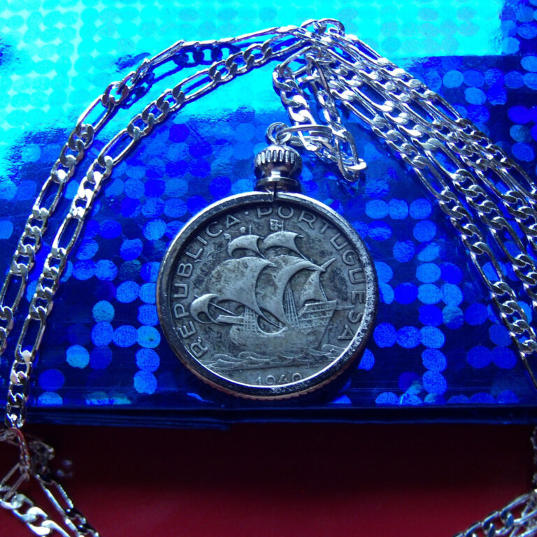 Read more about the article pre 1950 SILVER ESCUDOS Portuguese SHIP Coin on a 28″ 925 Sterling Silver Chain