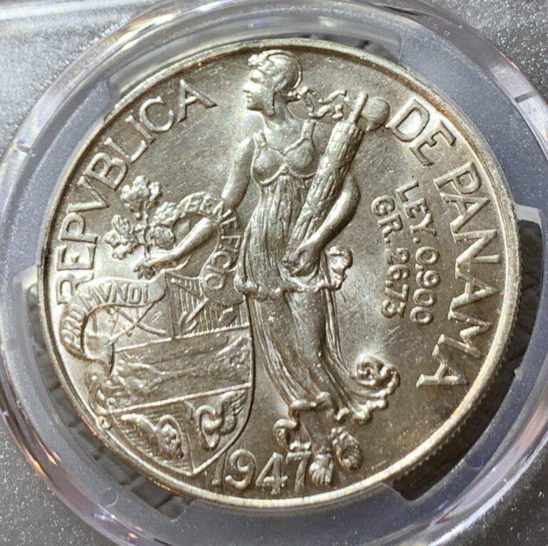 Read more about the article 1947 PANAMA BALBOA SILVER COIN PCGS MS62