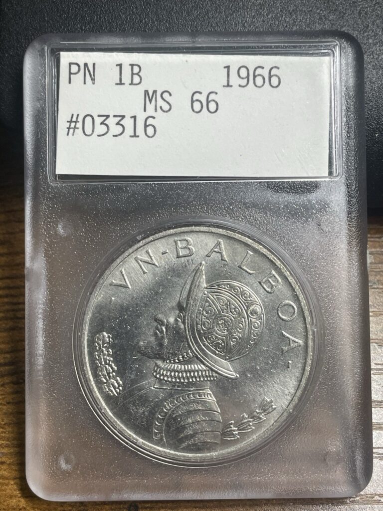 Read more about the article 1966 Panama Un Balboa Silver Uncirculated Coin KM-27 BU Old Rattler Type Holder