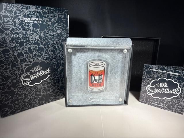 Read more about the article 2019 Perth Mint The Simpsons DUFF BEER COIN – 1 oz .9999 Colorized Silver Coin