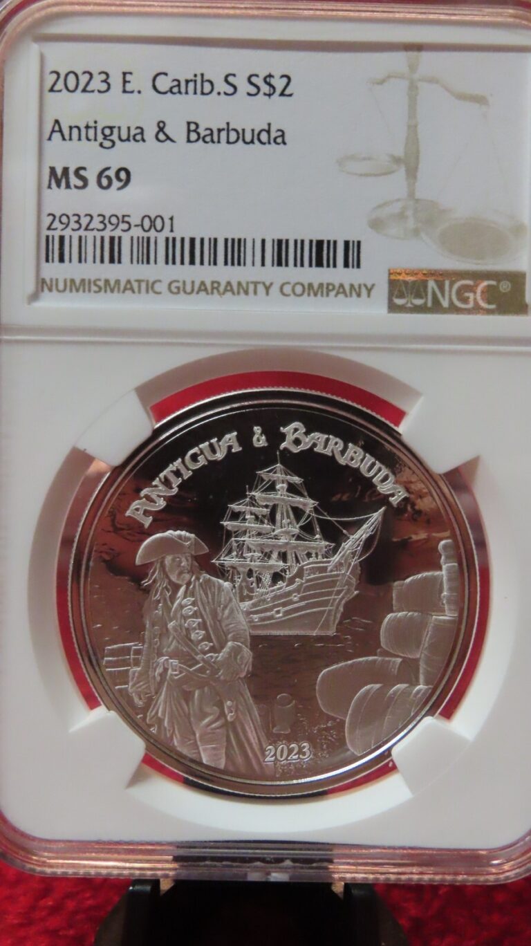 Read more about the article 2023 E Carribean Antigua and Barbuda Rumrunner 1oz Silver NGC MS69. 25 000 Mintage