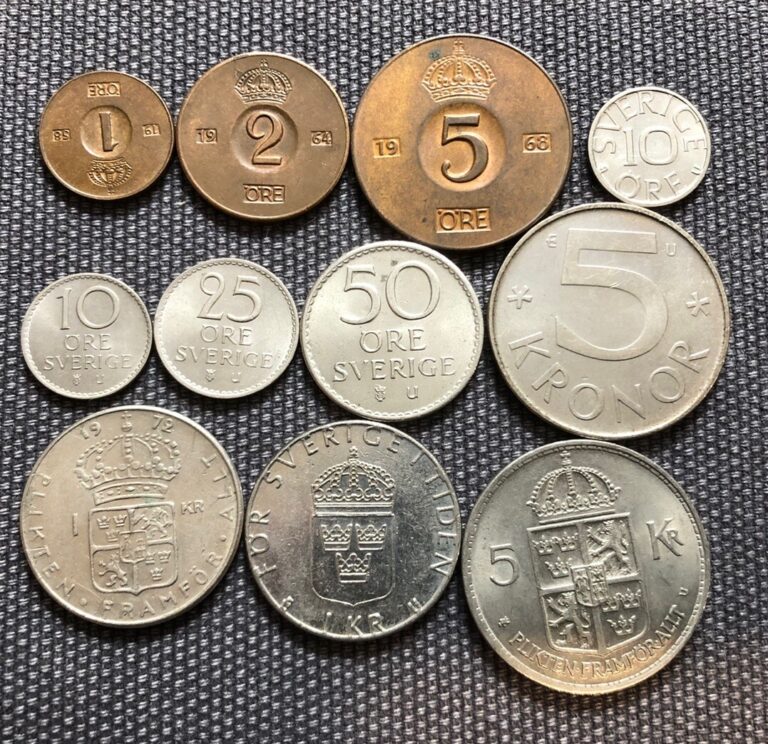 Read more about the article Sweden 🇸🇪 Lot Of 11  World Foreign Coins