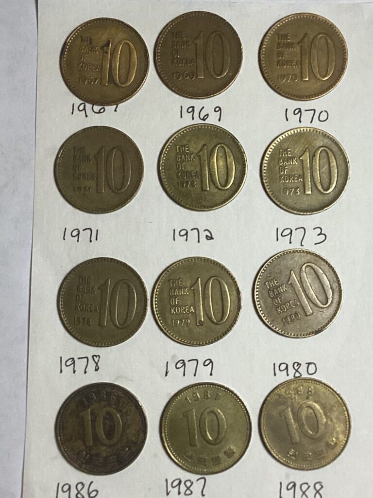Read more about the article Lot of 12 Old South Korea Coins 10 Won No Duplicate Dates 1967-1988 Brass