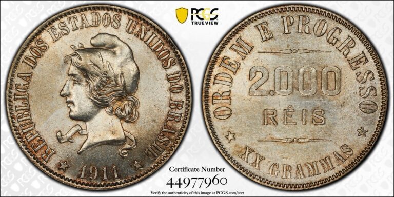 Read more about the article 1911 BRAZIL 2000 REIS SILVER COIN!💥PAT JOHNSON’S COLLECTION! LOW STARTING BID!