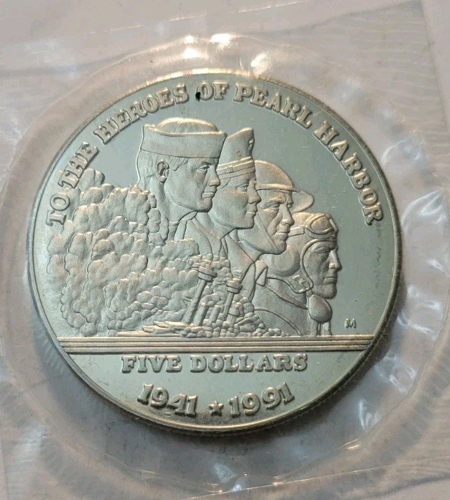Read more about the article 1991 Marshall Islands 5 Dollars  Heroes of Pearl Harbor Commemorative Coin