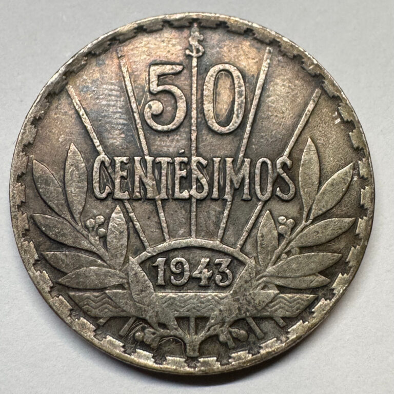 Read more about the article 1943 Uruguay 50 Centesimos Silver – Coin #C-013