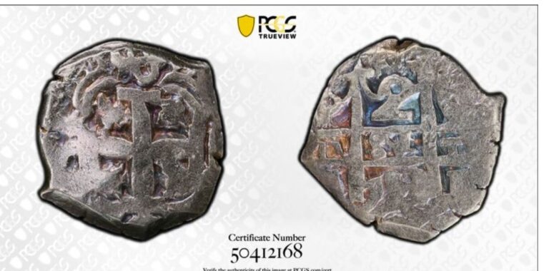 Read more about the article Bolivia Philip V Cob 2 Reales 1753 P-q PCGS XF Details  Potosi MINT  6.77g