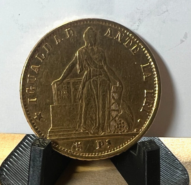 Read more about the article 1859 Chile 5 Five Cinco Pesos  GOLD  Standing Liberty KM# 130  Low mintage!