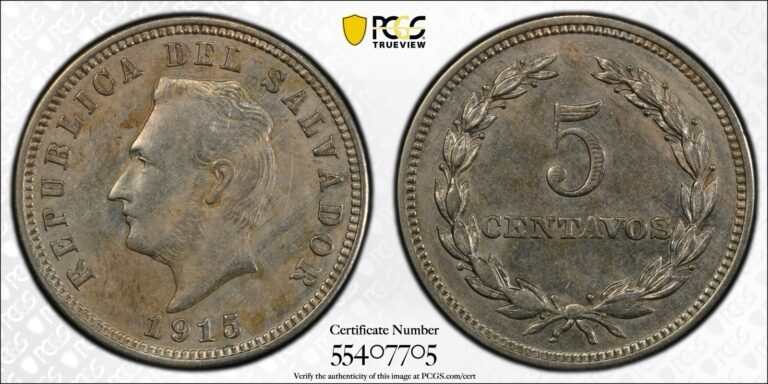 Read more about the article El Salvador 5 Centavos 1915 AU53 Top Pop Rare