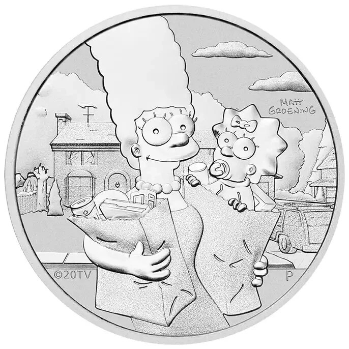 Read more about the article 2021 1oz Tuvalu Perth The Simpsons Marge and Maggie .9999 Silver Bullion Coin