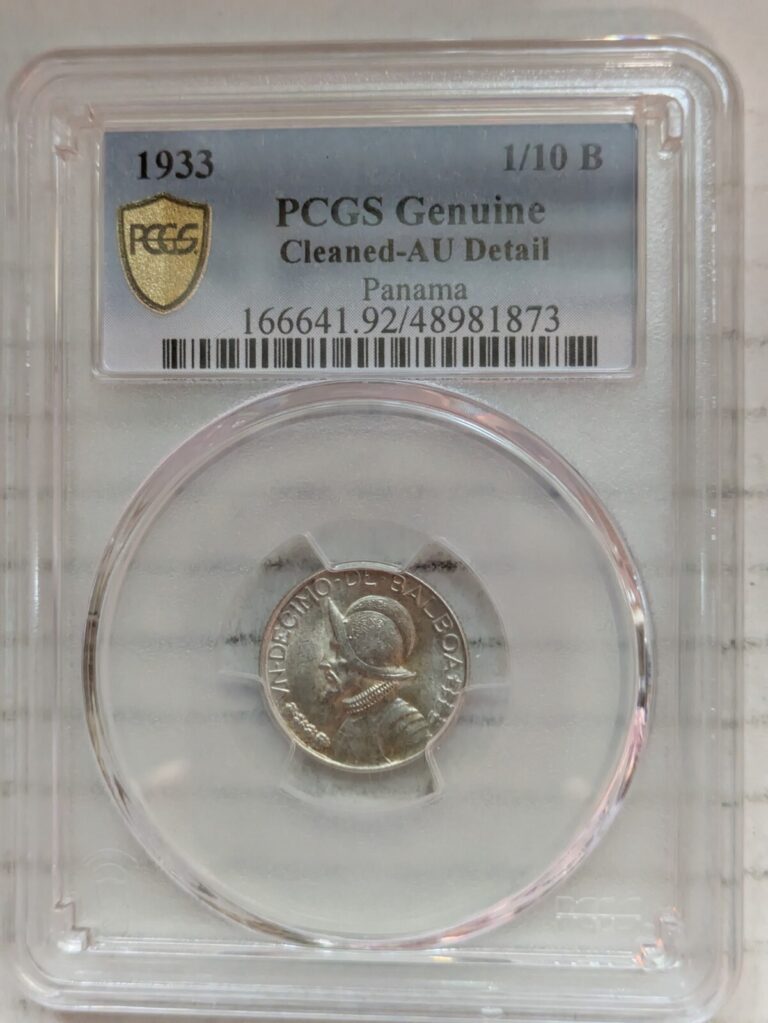 Read more about the article 1933 Panama 1/10 Balboa 90% Silver PCGS AU Details KM#10.1 Philadelphia Key