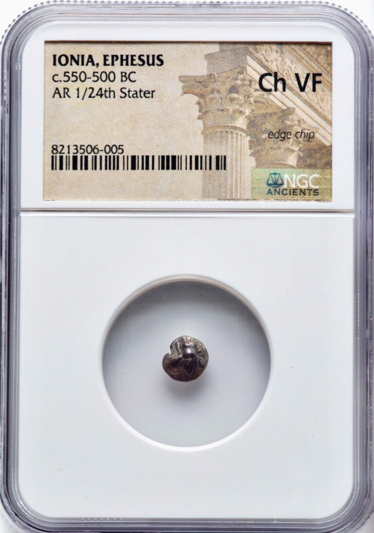 Read more about the article Ancient Greek Silver Coin 550-500 BC Ionia Ephesus 1/24 Stater NGC Choice VF