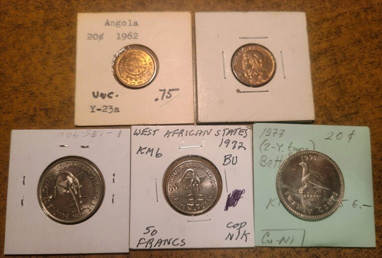 Read more about the article 1962-1967-1972-1975-1977 ANGOLA PANAMA W. AFRICAN RHODESIA LOT OF 5 COINS UNC!