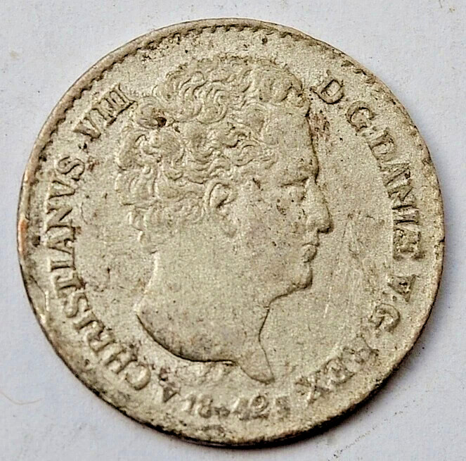 Read more about the article DENMARK  4 Rigsbankskilling 1842  1¼ Schilling Courant – Christian VIII  Silver