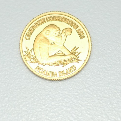 Read more about the article 1999 bank of Uganda gold 1000 shillings coin Chimpanzee Ngamba Island