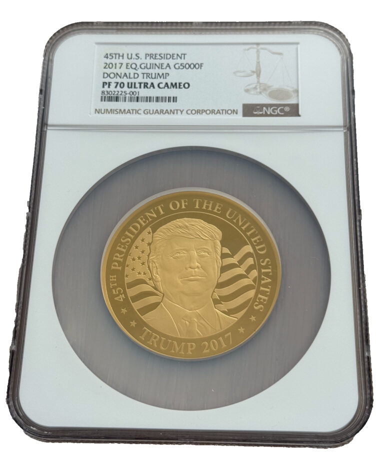 Read more about the article Equatorial Guinea 2017 Gold 1 oz 5000 Francos NGC PF70UC Donald Trump