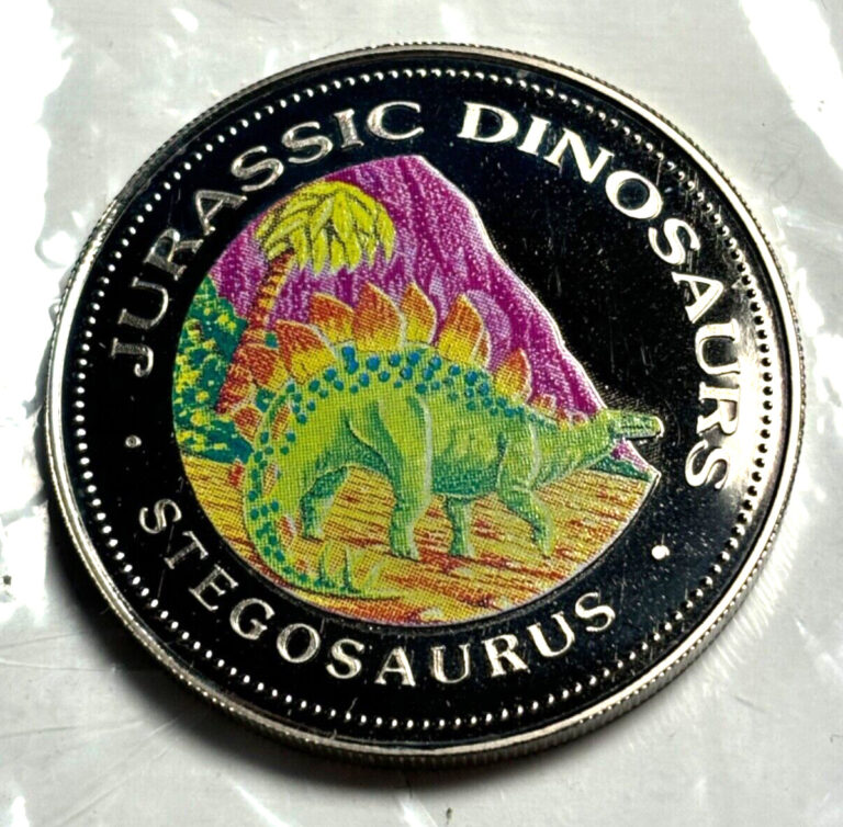 Read more about the article UNC World’s 1st Mint Colored Coin 1993 EQ. GUINEA 1000 Fr DINOSAUR STEGOSAURUS