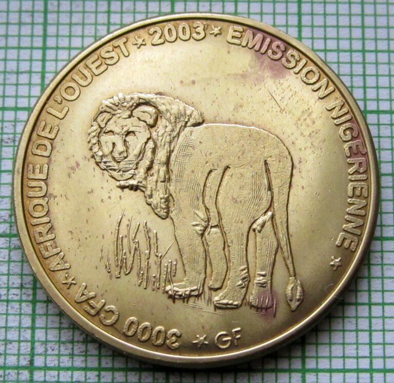 Read more about the article NIGER 2003 2 AFRICA or 3000 CFA COIN  LION  IDAO COINAGE Brass Unusual