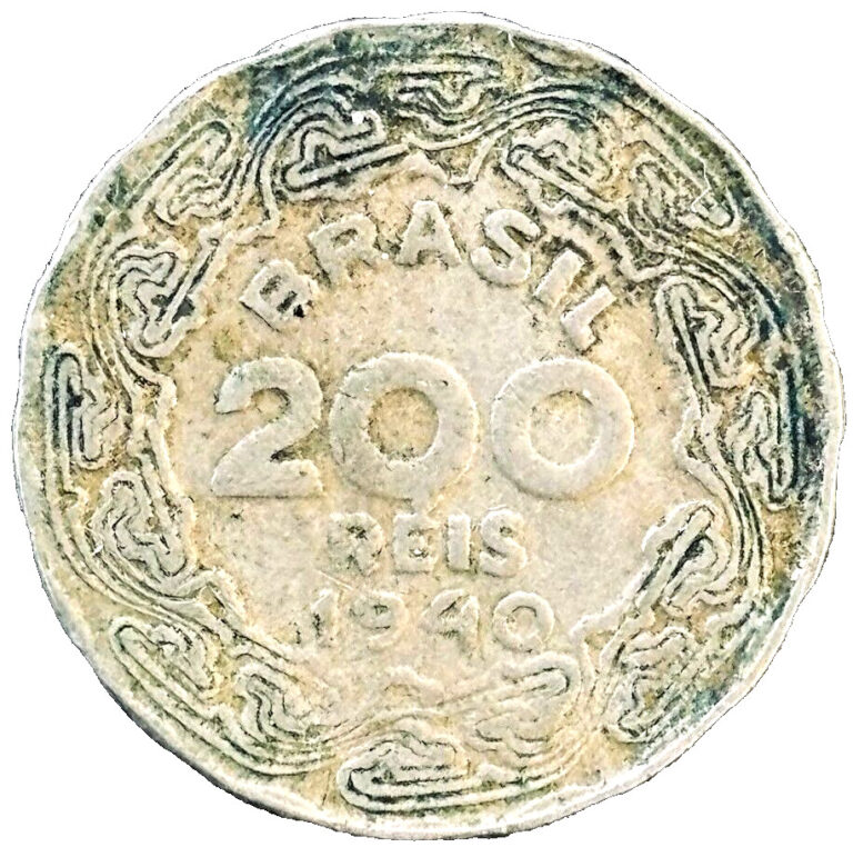 Read more about the article 1940 Brazil Coin 200 Reis Brasil South America Foreign Old Coins Free Shipping