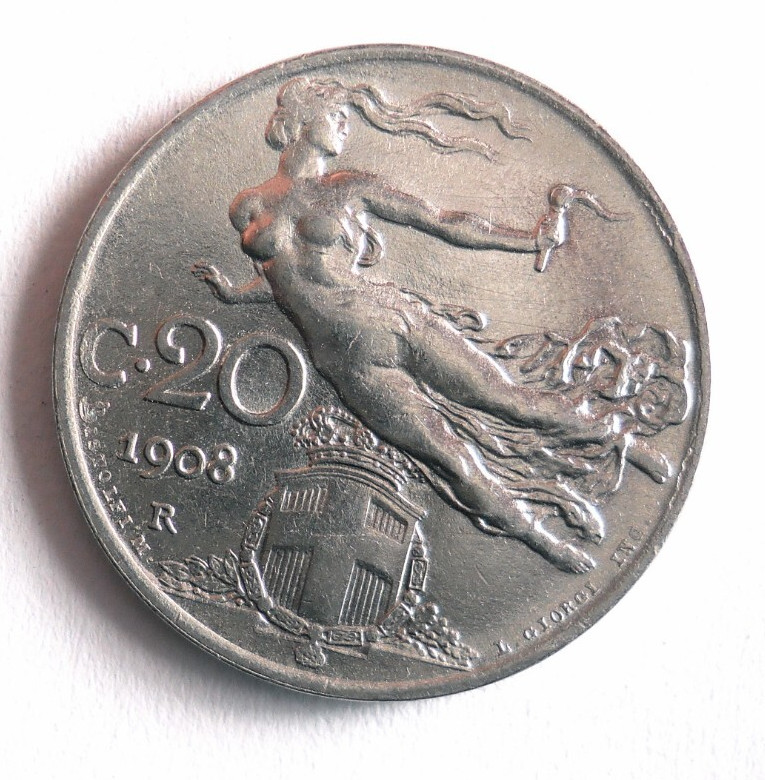 Read more about the article 1908 ITALY 20 CENTESIMI- High Quality Collectible Coin – FREE SHIP – Italy Bin C