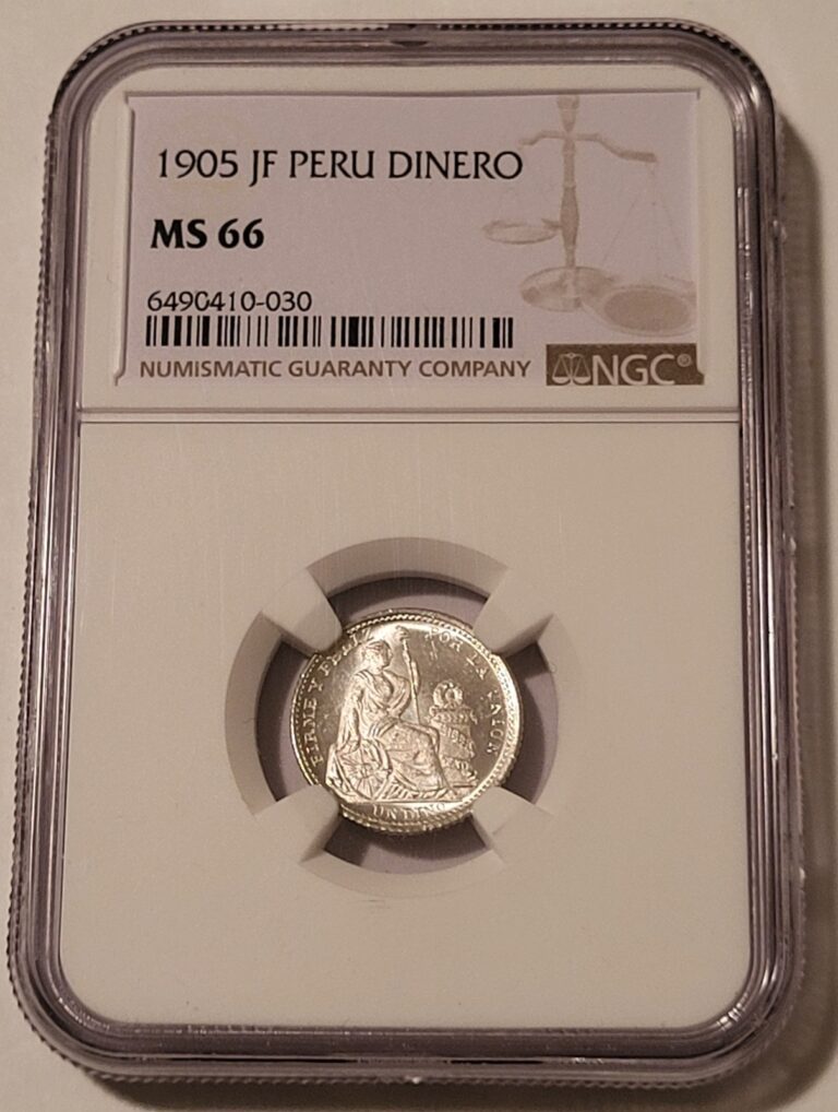 Read more about the article Peru 1905 JF Silver Dinero MS66 NGC