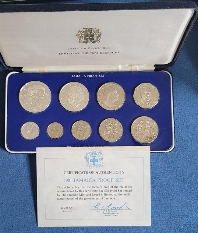 Read more about the article 1981 Jamaica 9 Coin Proof Set with $5 and $10 Silver Coins